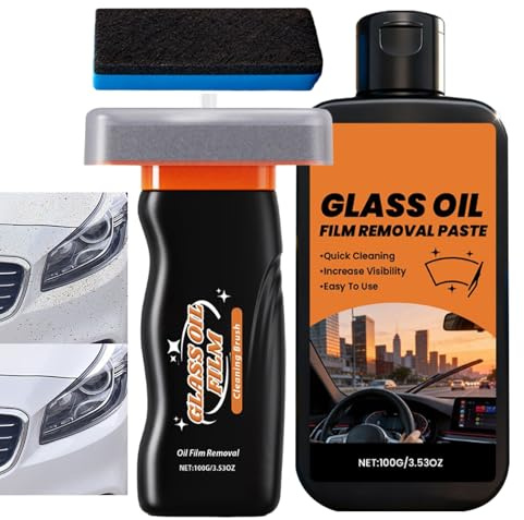 Pulitore Pellicola Vetri Auto - 120 ml Spazzola Detergente Antiappannamento Antipioggia,Pulitore Per Trattamento Parabrezza,Per Interni Esterni Pneumatici Moto Camper Pulizia Autorimessa