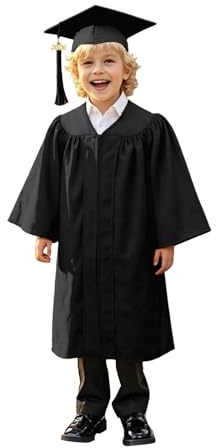 Generico Set Toga e Tocco Bambini, Cerimonia di Laurea Vestito Accademico Scuola Materna Primaria Media Costume Dottorato Abito con Cappello Nappina Chiusura Lampo Unisex Festa Diploma 2026