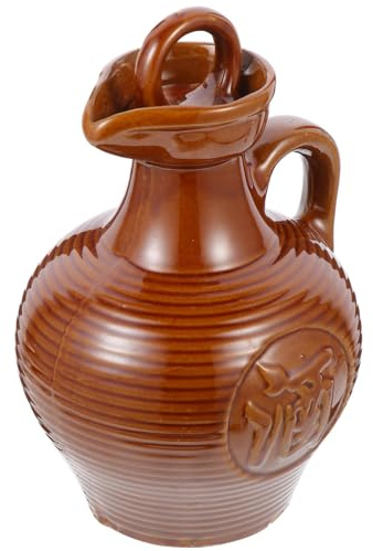 Tofficu Brocca in Terracotta da 500ml per Vino Marrone, Decorazione Semplice e Raffinata, Multiuso per Casa e Locale