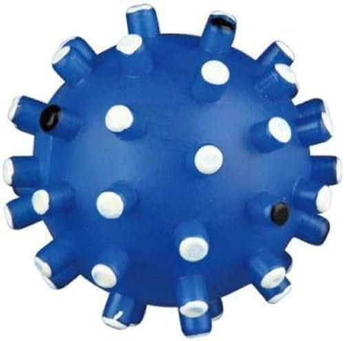 TRIXIE Igelball für Hunde, ø 6 cm, blau, 3428, Vinyl, große Noppen, Quietscher, Kauen, Apportieren