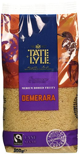 Tate & Lyle Fairtrade Demerara Sugar 500g - Crunchy Amber Coffee Crystals | Fruity sweet-spiced taste, large glassy grains, pure cane, vegan, vegetarian, kosher, hot drinks, crumbles, biscuits