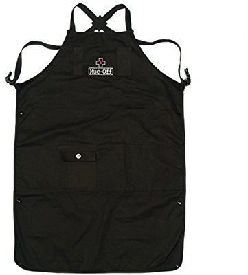 Muc-Off Delantal de Hombre / Mujer para Trabajos de Taller - Delantal de Taller Unisex Negro de Largo Ajustable con Bolsillo Delantero - Protege la Ropa Durante el Mantenimiento y Lavado de Bicicleta