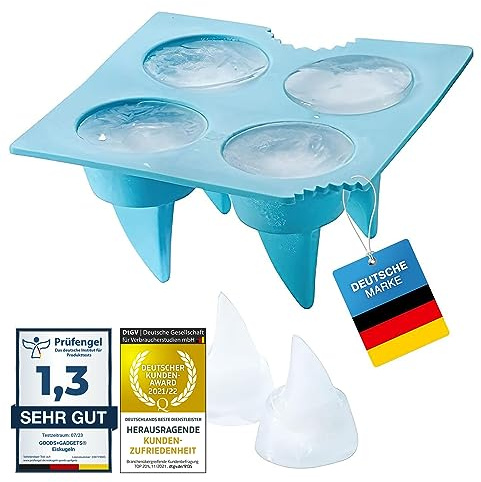 GOODS+GADGETS® Shark Fin Ice Cube Mould - 4 Silicone Ice Cube Tray
