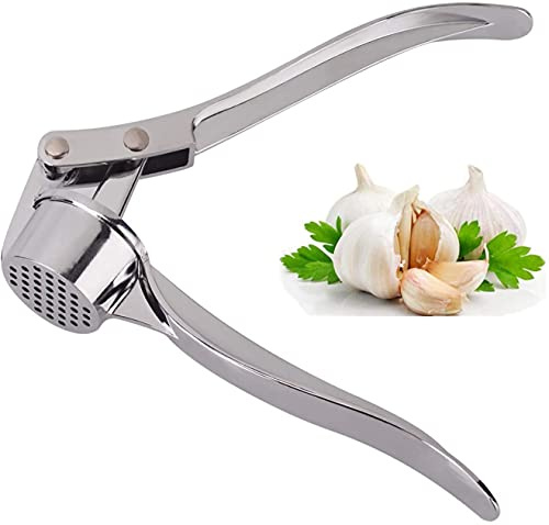 Stainless Steeel Heavy Duty Home Kitchen Garlic Press Crusher Squeezer Presser Masher Mincer Hand Tool For Professional Restaurant Hotel Home Kitchen Helper Masher Slicer
