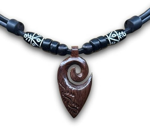 HANA LIMA Lederhalskette Halskette Freundschaftskette verstellbar Koru Maori Surferkette Lederkette