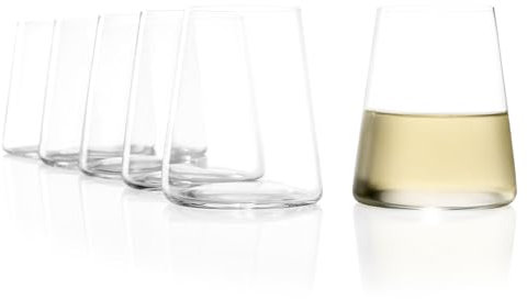 Stölzle Lausitz Vasos de Vino Blanco Power Set de 6, 380 ml – Vasos de Cristal Modernos sin Pie para Mejorar el Aroma – Resistentes & Aptos para Lavavajillas, Fabricados en Alemania