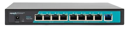 Mach Power Switch 8 Porte Fast PoE 24V + 1 Porta Uplink, Plug & Play, Alimentazione per Telecamere IP e AP, Ideale per Reti Locali e Videosorveglianza (SW-UF8P24-048)