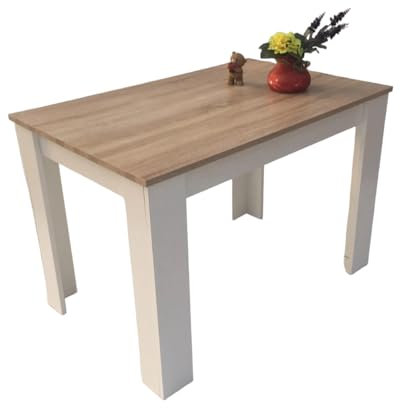 Möbel SD Esstisch Sonoma Eiche hell Sägerau weiß Massivholzoptik Kante 110x70