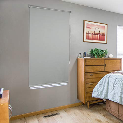 Laneetal Verdunklungsrollo Klemmfix ohne Bohren 55x160cm, Fensterrollo Sonnenschutz, Seitenzugrollo Sichtschutz, Thermorollo für Tür Fenster, Grau