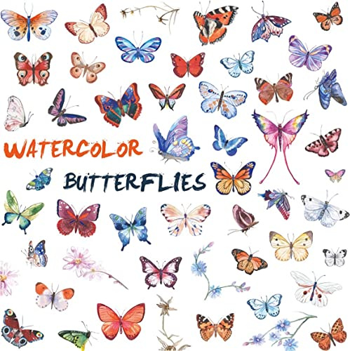 WandSticker4U®- [2er Pack] 90x Aquarell DEKO SCHMETTERLINGE zum Kleben I Wandtattoo Schmetterlinge Baby-& Kinderzimmer Mädchen Frühling I Möbel Aufkleber Wand-Fenster-Sticker Basteln Kinder