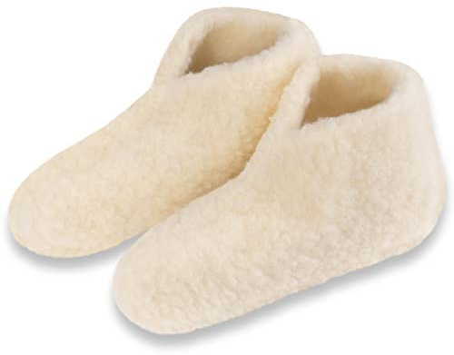 Formalind – Bettschuhe aus Schafwolle - Kuschelige Schlafhausschuhe für Damen und Herren. Wollhausschuhe made in Germany. Warme Hausschuhe ohne Sohle. Hausschuhe aus Schafwolle
