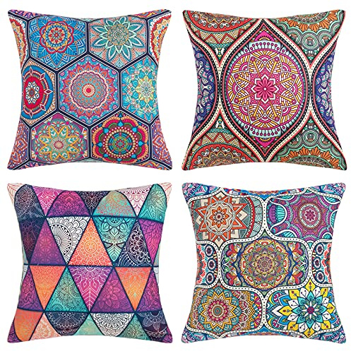 4 Ser Dekorative Kissenbezug Kissen Outdoor-Shell-Kissenbezug Für Sofa Couch Schlafzimmer Dekokissen Sofakissen mit Verstecktem Reißverschluss 45x45cm
