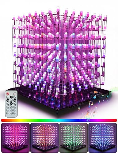 iCubeSmart 3D8RGB-KIT LED-Würfel-Set, DIY-Elektronik-Set, 8 x 8 x 8 LEDs, LED-Lichtwürfel, DIY-Lötprojekt-Kit