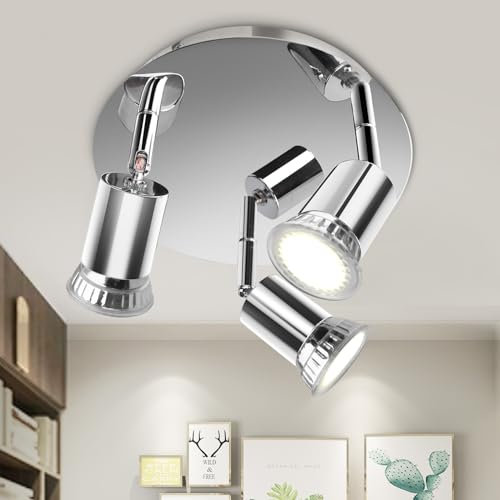 Aigostar Faretti da Soffitto Orientabili,Plafoniera LED con 3 Faretti GU10 Base, ø 200mm,Lampadario da Soffitto per interno cucine, soggiorni, camere da letto, ect (Senza lampadina)