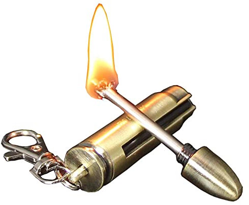 Permanent Match Keychain Lighter,Keychain Flint Metal Matchstick Fire Starter,Waterproof Flint Fire Starter, Emergency Survival Equipment for Barbecue Camping(Sold without Fluid)
