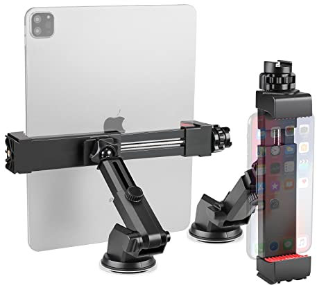 Zeadio Supporto per Auto a Braccio Lungo Regolabile con Adattatore per Treppiede, Supporto Telefono Universale per Tablet e Smartphone