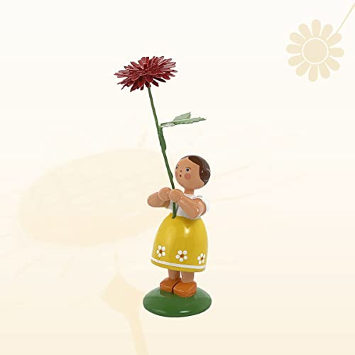 Rudolphs Schatzkiste Miniaturfigur Blumenmädchen mit roter Dahlie Höhe 12cm NEU Blumenkinder Blumen Miniaturfigur Figuren Seiffen Frühling Erzgebirge Holzfigur Weihnachten Fensterschmuck Spielzeug