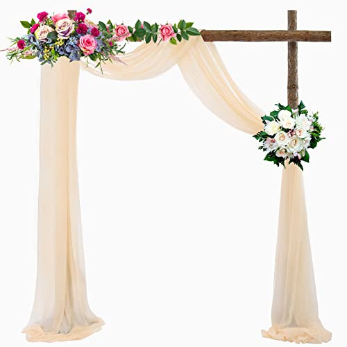 Pomeloone Hochzeit Vorhang Hochzeitsbogen, Chiffon Stoff Querbehang Deko Gardinen Vorhang, Hochzeitsbogen Gardinen Dekoration für Babyparty Party Hochzeit Torbogen Zeremonie, 75 x 600 cm