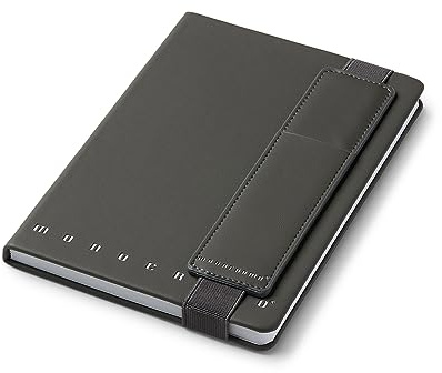 Pigna, Taccuino MONOCROMO PATTERN, blocco appunti, A5 14,8x21 cm., con elastico portapenne, interno 1R, righe, copertina Grigio