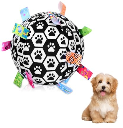 Interactive Dog Toys with Nylon Tabs,Dog Balls for Small Medium Breed | Dog Football,Built in Sounding Bell,Relieve Anxiety and Stress,Fleece and Polyester Material,Washed By Hand and Machine