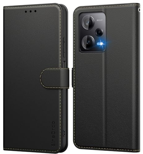 SineOrdo Cover compatible con Xiaomi Redmi Note 12 Pro 5G & POCO X5 Pro 5G Custodia, Custodia Xiaomi Redmi Note 12 Pro 5G & POCO X5 Pro 5G Libro Cover Flip Folio Case PU Pelle Stand - Nera