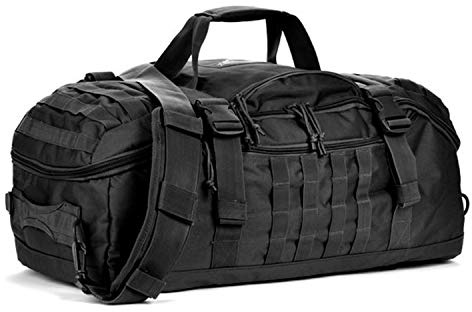 Miramrax Reise-Duffle Bag Rucksack für Herren – Große Taktische Tasche, Wochenendtasche, Fitnessstudio-Tasche für Übernachtungsreisen, Militär, Workout, Einsatz und Sport, Schwarz, 45L