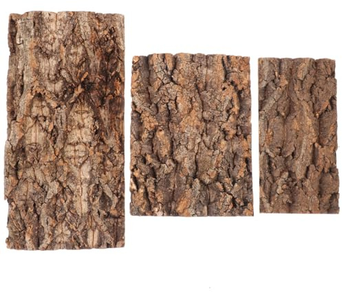 POPETPOP Sfondo di Sughero Terrario 3 Pezzi Sfondo di Corteccia di Sughero Naturale Sfondo di Serbatoio di Rettile Accessori per Arrampicata per Lucertola Geco Drago Barbuto