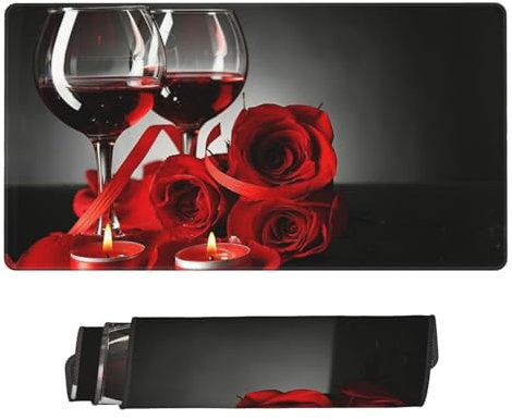 SCAUA Tapis de souris en forme de verre à vin et bougie avec base en caoutchouc antidérapant et imperméable pour jeux et bureau