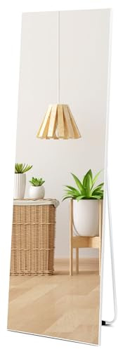 Hoikwo Full Length Mirrors 59x16 inches,Standing Mirror 150x41cm with White Frame for Bedroom, Living Room or Bathroom