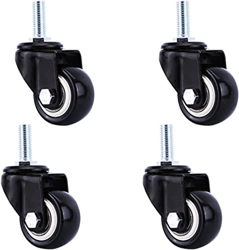 Industrielle Lenkrolle, Möbelräder, 2-Zoll-Schwerlast-Lenkrollen, Rollen mit Gewindezapfen, Industrierollen, Ersatzrad, für Karren, Werkbänke, Trolleys, Zapfenhöhe 25 mm, 4 Stück, Schwarz (Unifarbe)