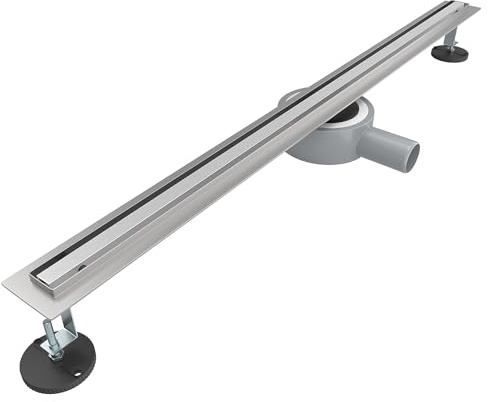 SONNI Duschränna 70 cm rostfritt stål, komplett set avlopp 360° roterbar, smal 15 mm platta, med luktstopp, hårsil – kantbrunn