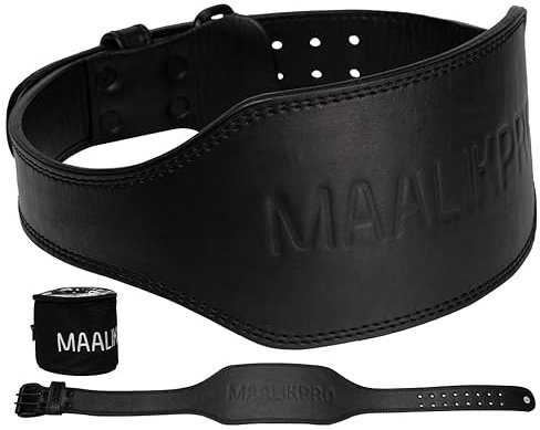 Gewichthebergürtel aus Leder mit verstellbarer Schnalle, Fitnessstudio, Workout & Krafttraining – Gewichthebergürtel für Männer und Frauen (Schwarz, Größe L (86,4 cm bis 104,1 cm)
