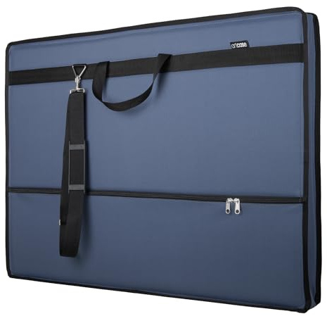 Artcase Max DIN A1 - Artist Portfolio Case, Hard-Cover Drawing Folder A1, Large Format Document Transport Bag 90 x 68 x 8 cm storage professional artist bag, waterproof durable polyester Denim Blue