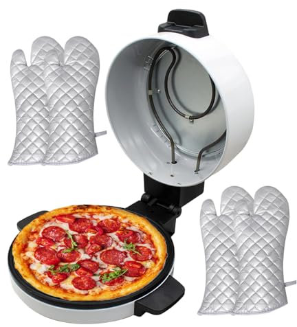 forplubossmmp Electric Non-Stick Pizza Maker, Large 11.8/30CM Capacity Pizza Ovens, Mini Automatic Hot Stone Pizza Cooker w/Stainless Steel Heating Coil for Commercial and Home Use, Easy Storage
