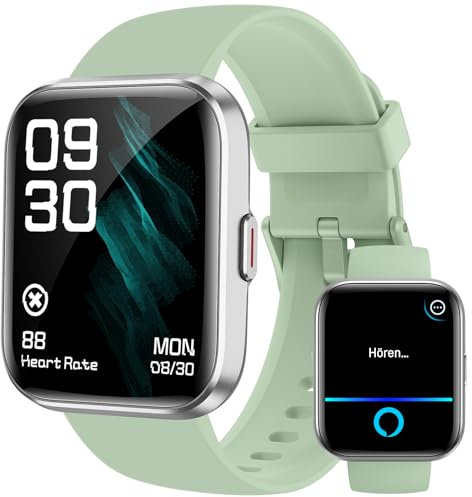Woneligo Smartwatch Damen Herren mit Telefonfunktion, 1.8 Schrittzähler Uhr mit Alexa,24H Herzfrequenz,SpO2,Schlaf,IP68 Wasserdicht, 100+ Sportmodi Fitnessuhr Damen