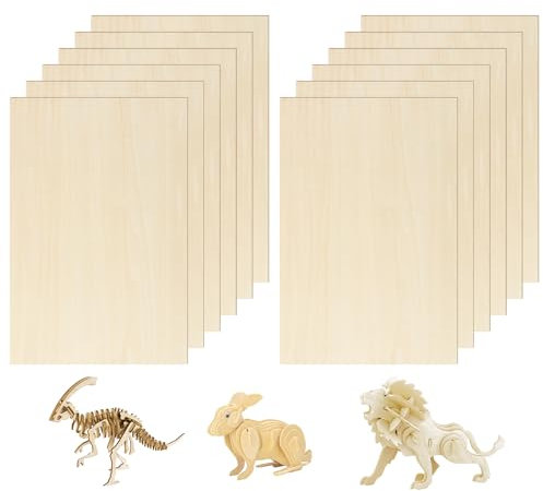 12 Stück 300x200x2mm Sperrholzplatte, Lindensperrholz,Dünne Blätter aus Balsaholz, Für DIY-Modellkunsthandwerk, Schnitzereien und Schiffsmodellbauprojekte