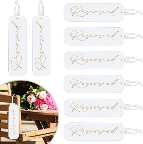 OLYCRAFT 8 Stück Acryl Schilder Mit Der Aufschrift „Reserviert“ Weiß Zum Aufhängen Mit Satinband Doppelseitiges Rechteckiges „Reserviert“ Schild Für Hochzeiten Kirchen Restaurants – 27~28cm