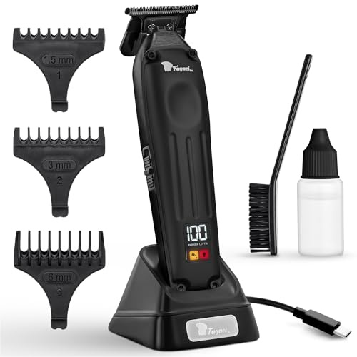 Fagaci Hårtrimmer T-Blad Sladdlös, Uppladdningsbar Skäggtrimmer för Män | Borstlös motor, Keramiska/DLC-blad, Trimmer utan mellanrum, 3x längre livslängd, 5x längre skärpa