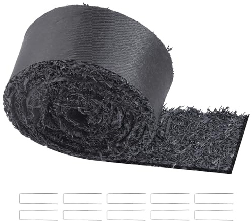 VEVOR Rouleau de Paillis en Caoutchouc, 3x0,11 m, Tapis de Paillis Aménagement Paysager Aspect Naturel Anti Mauvaises Herbes Facile à Couper, pour Allée Bordure Jardin, Plantes, Légumes, Fleurs, Noir