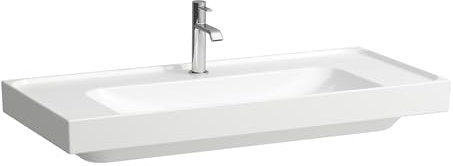 Lavabo Laufen Meda, encastrable, 1000x460mm, repisa a ambos lados, 3 agujeros para grifo, sin rebosadero, H8101190001581, Color: blanco