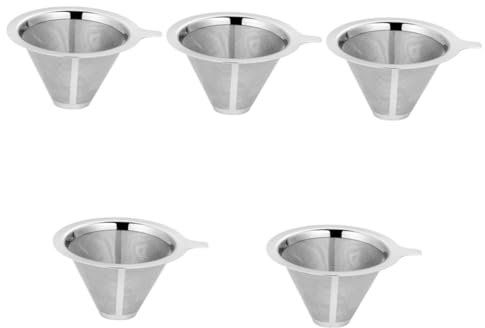 Didiseaon 5 Pezzi Filtro Del Caffè Caffè Espresso Versare Perdere Riutilizzabile Immediato Caffettiera a Filtro Caffettiere Macinino Pieghevole Inossidabile Tazza Silver Acciaio Inossidabile