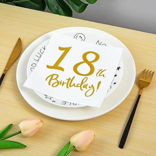 Servietten Goldener Weißer Druck Servietten Hochzeit Geburtstag Kindergeburtstag Cocktailservietten Geburtstagsservietten Party Napkins Disposable Papierservietten Tischdeko Pack of 20(33x33cm)