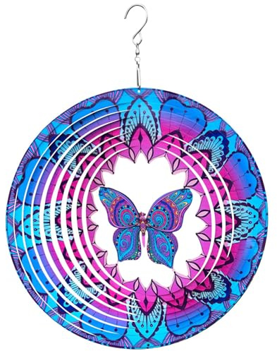 Guyode Scacciapensieri da Appendere, 30 cm Girandole, 3D Metallo Scultura a Vento per decorazione di interni ed esterni Wind Spin per Ambienti, Finestra, Giardino (Farfalla)