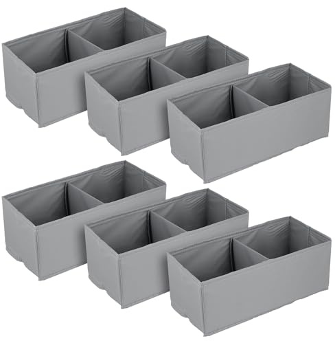 CHUIFAI 6 Stück Kleiderschrank Organizer Schubladen Faltbar, 28x13x10cm Schubladen Ordnungssystem Faltbare Stoff Aufbewahrungsbox Kleidung, Schrank Organizer Stoffboxen für Unterwäsche, Socken