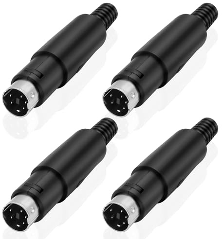 MEIRIYFA S-Video Mini DIN 5-Pin Male Plug Socket Adapter Solder Terminals Signal Transmission Connector for TV VCR DVD Computer Player 4Pcs (5-Pin Male)