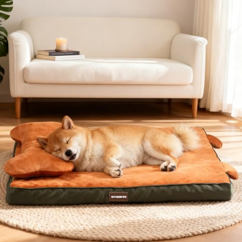 CJYMMFAN hundsäng med tvättbart överdrag (orange, L: 89 l × 56 B × 20 H cm)