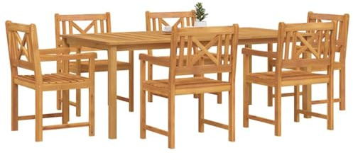 vidaXL Garten Essgruppe 7 STK. Braun Massivholz Akazie | Ein tolles, stabiles Naturmaterial, Perfekt fürs Essen mit viel Unterstützung, Bringt Eleganz in deinen Außenbereich