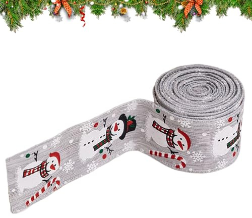 Cinta de Navidad | Lazo de Muñeco de Nieve para Lazos - 5 Metros Cinta Decorativa Para Guirnaldas Árbol Cumpleaños Globos Fiestas Cabello