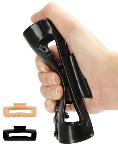 lulir Pinzas Pelo Mujer 2 Piezas, 13 cm Pinzas Pelo Grande, Hair Clips Antideslizante para Cabello Grueso o Largo, Pinza Pelos Fuerte Sujeción, Suave para Uso Diario/Oficina/Moda/Fiestas –Café y Negro