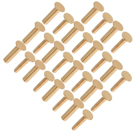 TOVINANNA 14 Pares de Remaches de Cobre Dorados Duraderos y Fáciles de Instalar para Fijación del Mango de Cuchillo para Montaje de Cubiertos en Cocinas